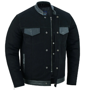 DM988 Men's Full Cut Denim Shirt w/Leather Trim