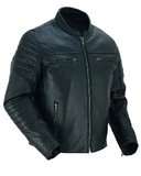 DS757 Men's Lightweight Drum Dyed Naked Lambskin Crossover Scooter Jacket