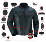 DS757 Men's Lightweight Drum Dyed Naked Lambskin Crossover Scooter Jacket