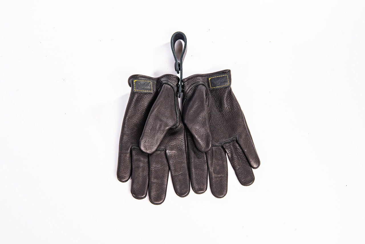 Deer Skin Leather Gloves W/ Zipper - Black – Bikers Gear Online